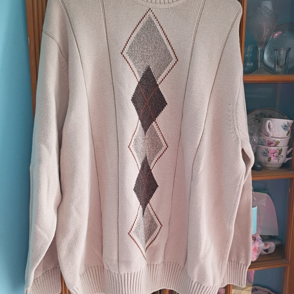 Dockers, Argyle Diamond Long Sleeve Mens Pullover Sweater, XXL, 100% Cotton - Picture 4 of 5